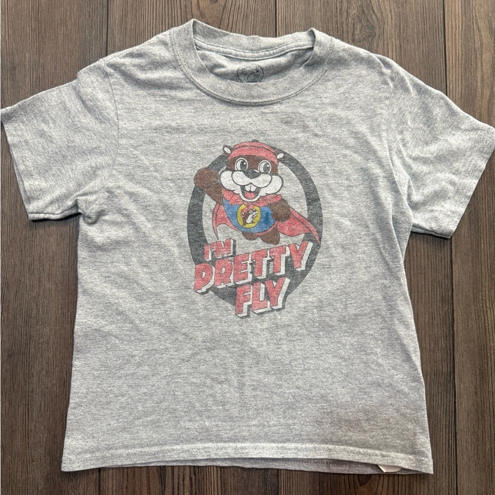 Buc-ee’s “I’m Pretty Fly” Beaver Graphic Tee Youth XS Gray Shirt Rare